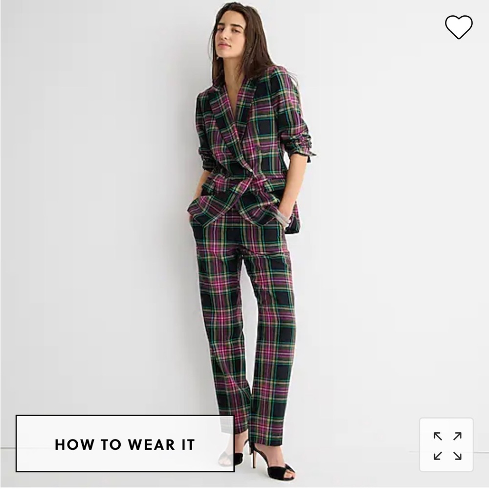 J. Crew Tall Kate straight-leg pant in pink Stewart tartan wool